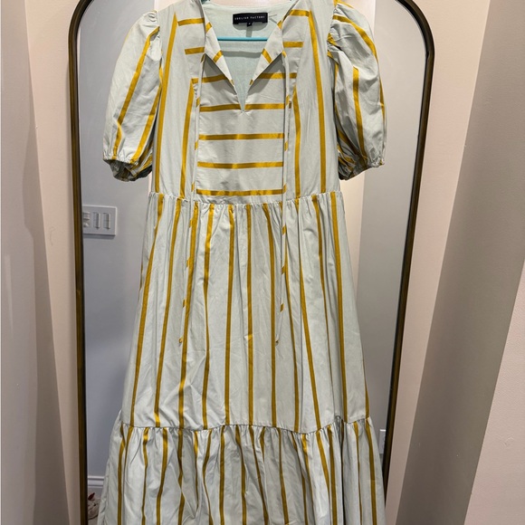 English Factory Dresses & Skirts - English Factory Mint and Gold Striped Midi Small